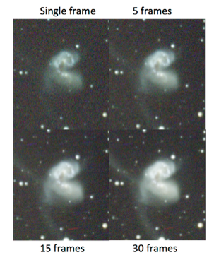 By stacking multiple images, noise is reduced and the signal, like faint stars and subtle regions of nebulae, become more apparent. Photo sourced from www.dslr-astrophotography.com.